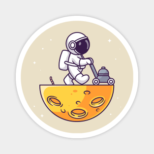 Cute Astronaut Trimming Moon Cartoon Magnet